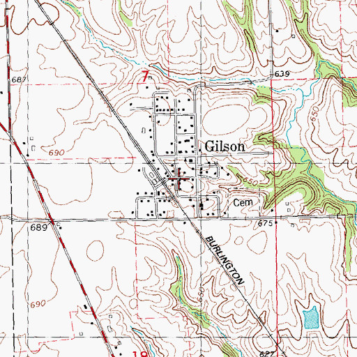 Topographic Map of Gilson Post Office, IL