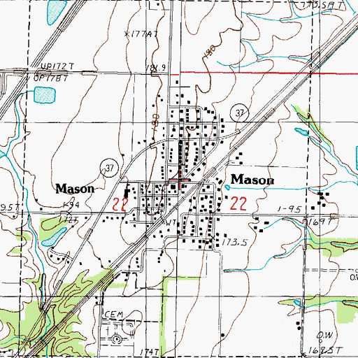 Topographic Map of Mason Post Office, IL