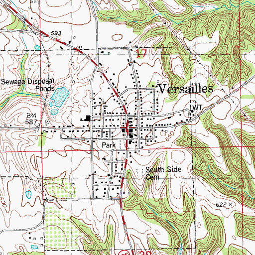 Topographic Map of Versailles Post Office, IL