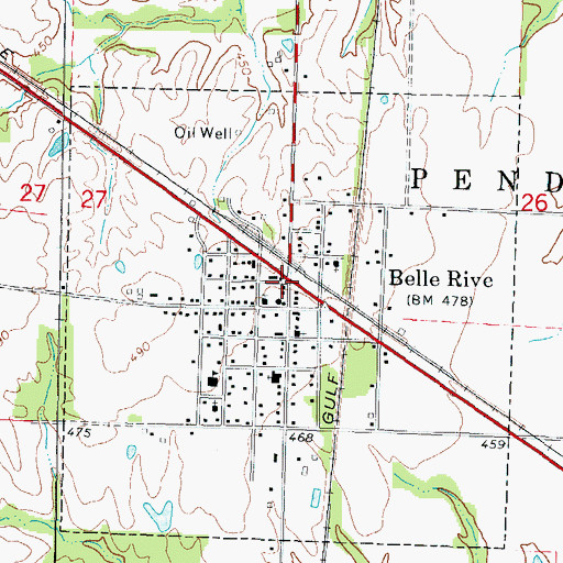 Topographic Map of Belle Rive Post Office, IL