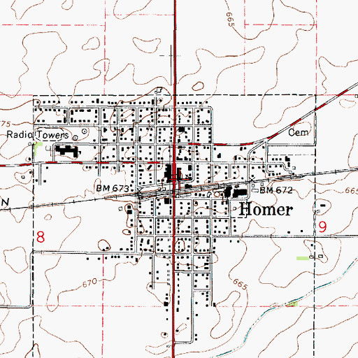Topographic Map of Homer Post Office, IL