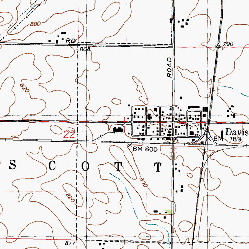 Topographic Map of Davis Junction Post Office, IL