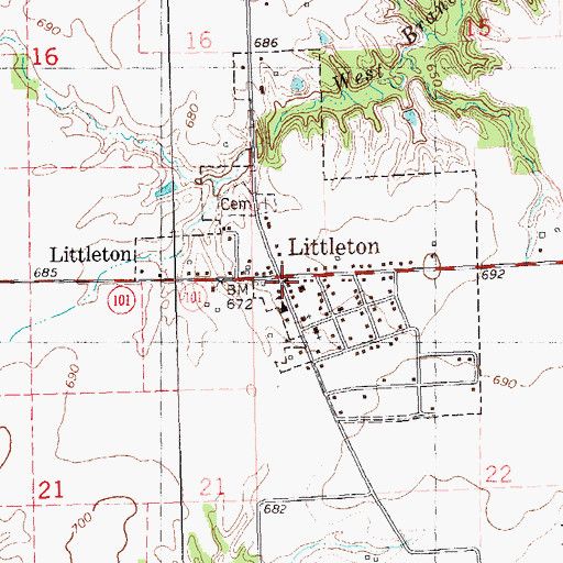 Topographic Map of Littleton Post Office, IL