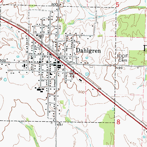 Topographic Map of Dahlgren Post Office, IL