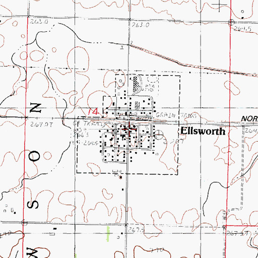 Topographic Map of Ellsworth Post Office, IL