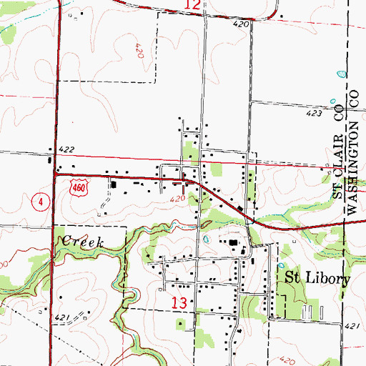 Topographic Map of Saint Libory Post Office, IL