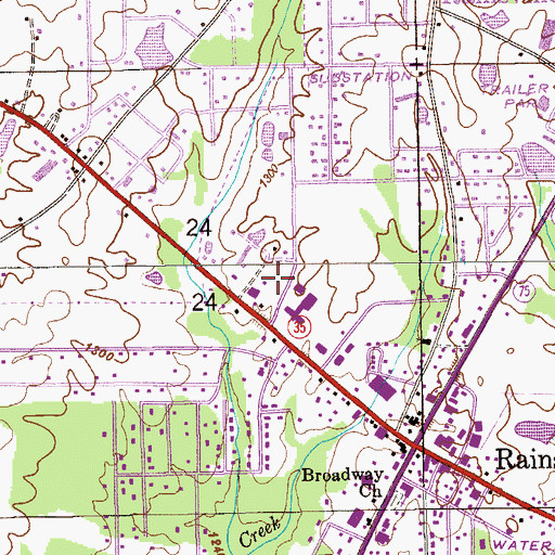 Topographic Map of Rainsville Post Office, AL