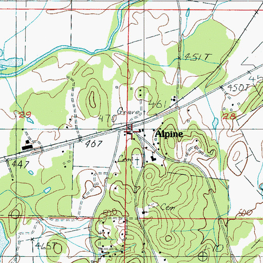 Topographic Map of Alpine Post Office, AL