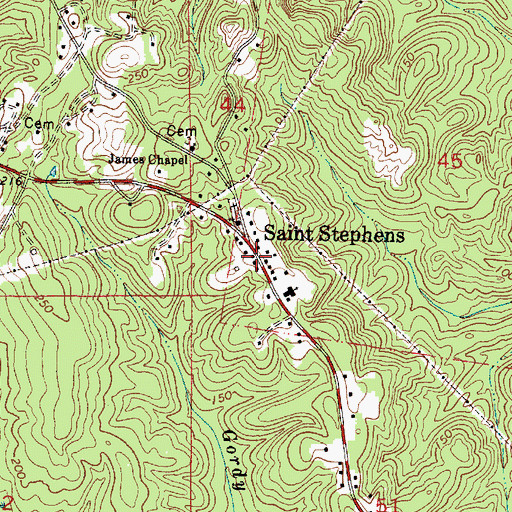 Topographic Map of Saint Stephens Post Office, AL