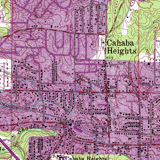 Topographic Map of Cahaba Heights Post Office, AL