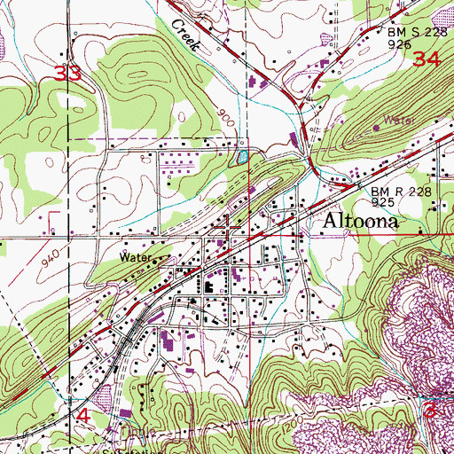 Topographic Map of Altoona Post Office, AL