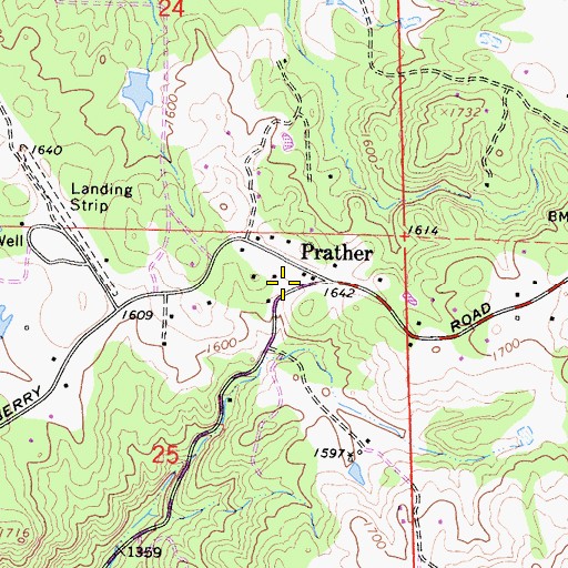 Topographic Map of Prather Post Office, CA