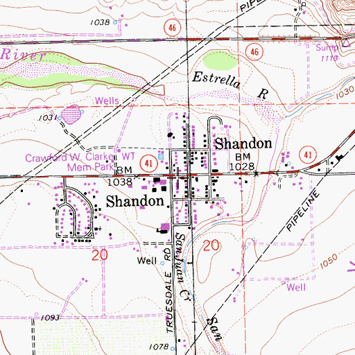 Topographic Map of Shandon Post Office, CA