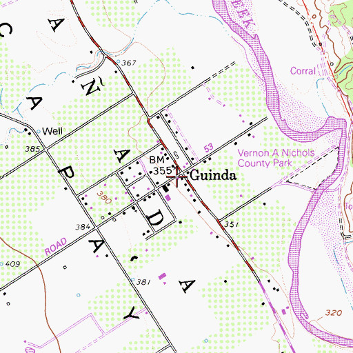 Topographic Map of Guinda Post Office, CA