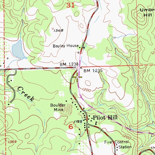 Topographic Map of Pilot Hill Post Office, CA