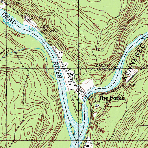 Topographic Map of West Forks Post Office, ME