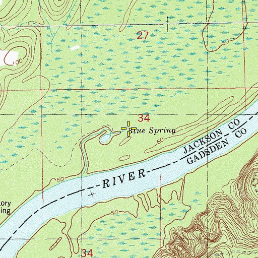 Topographic Map of Blue Spring, FL