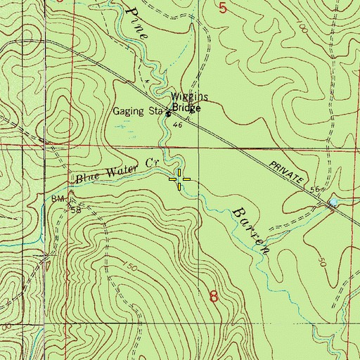 Topographic Map of Blue Water Creek, FL