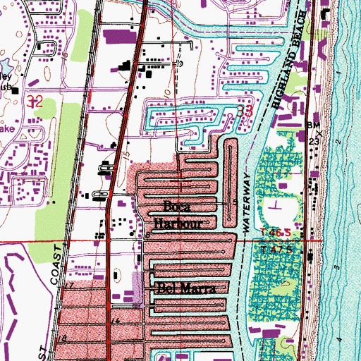 Topographic Map of Boca Harbour, FL