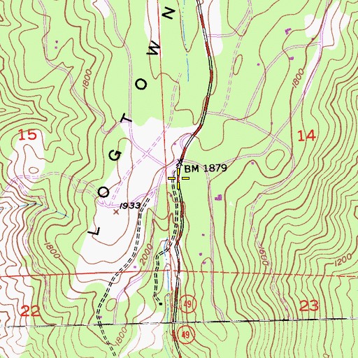 Topographic Map of Logtown, CA