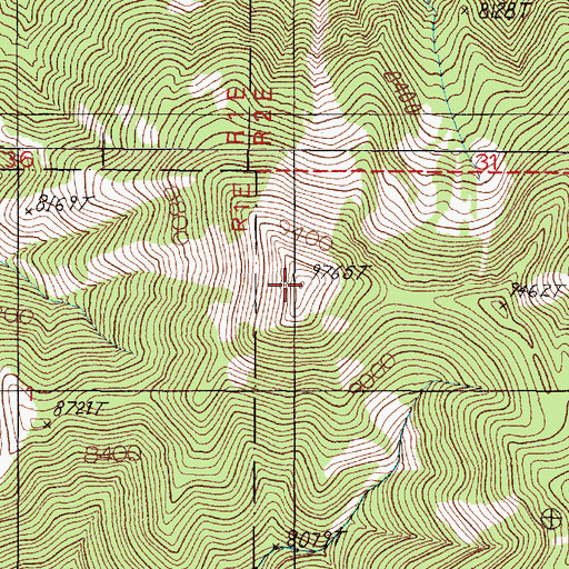 Topographic Map of Alex Diekmann Peak, MT