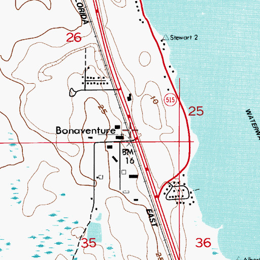 Topographic Map of Bonaventure, FL