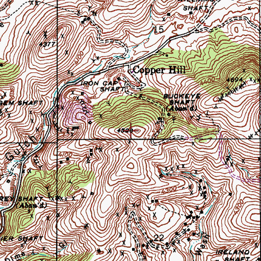 Topographic Map of Copper Hill, AZ