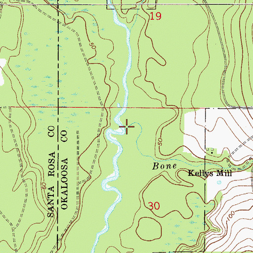 Topographic Map of Bone Creek, FL