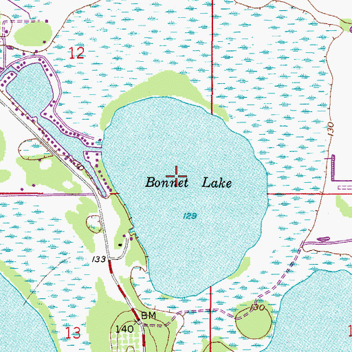 Topographic Map of Bonnet Lake, FL