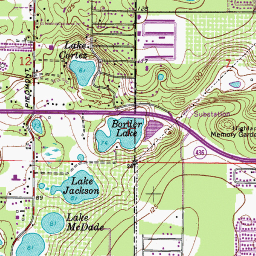Topographic Map of Border Lake, FL