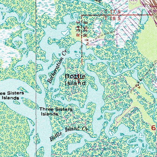 Topographic Map of Bottle Island, FL