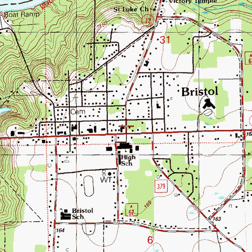 Topographic Map of Bristol, FL