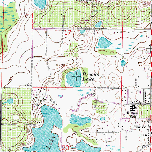 Topographic Map of Brooks Lake, FL