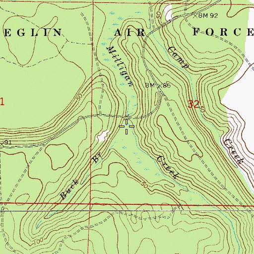 Topographic Map of Buck Branch, FL