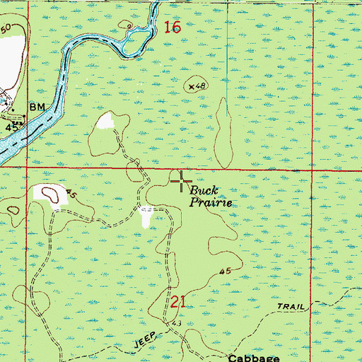 Topographic Map of Buck Prairie, FL