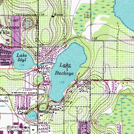 Topographic Map of Lake Buckeye, FL