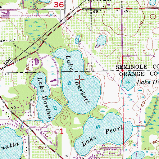 Topographic Map of Lake Burkett, FL