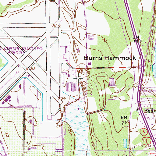 Topographic Map of Burns Hammock, FL
