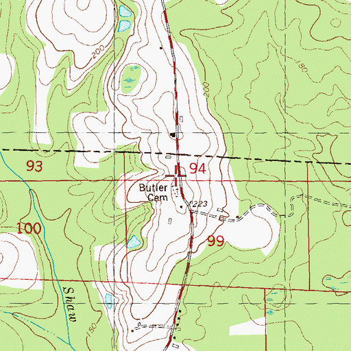 Topographic Map of Butler Cemetery, FL
