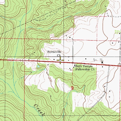Topographic Map of Byrnesville Church, FL
