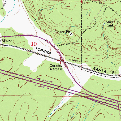 Topographic Map of Cosnino Overpass, AZ