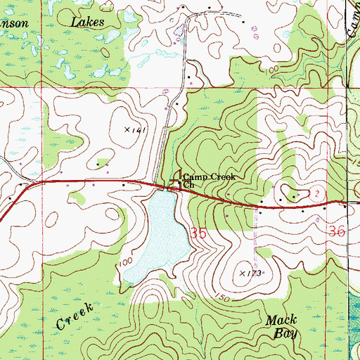 Topographic Map of Camp Creek Church, FL