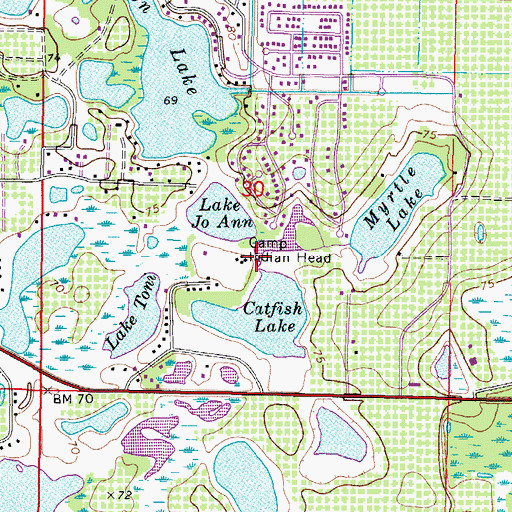 Topographic Map of Camp Indian Head, FL