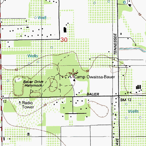 Topographic Map of Camp Owaissa-Bauer, FL