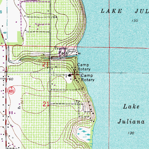 Topographic Map of Camp Rotary, FL