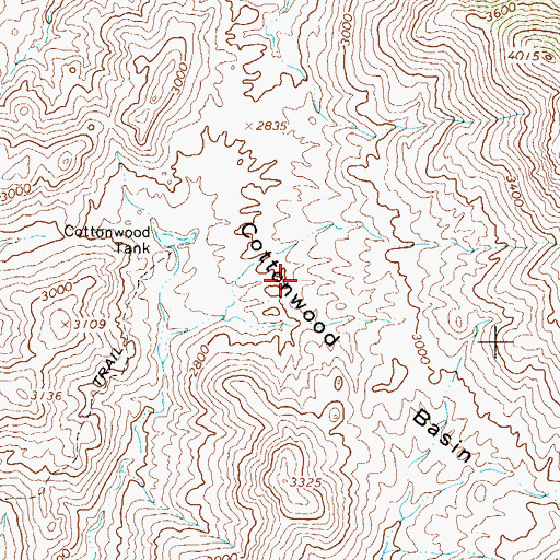Topographic Map of Cottonwood Basin, AZ