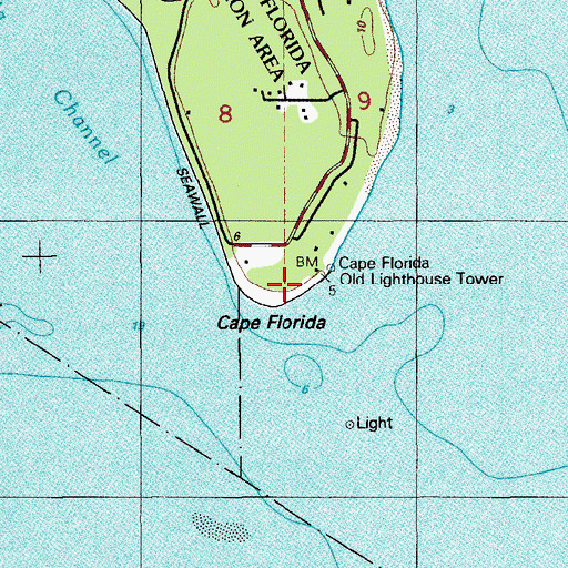 Topographic Map of Cape Florida, FL