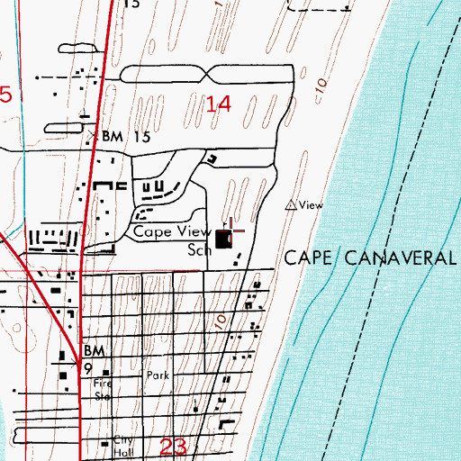 Topographic Map of Cape View Elementary School, FL