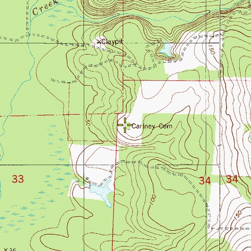 Topographic Map of Carlney Cemetery, FL