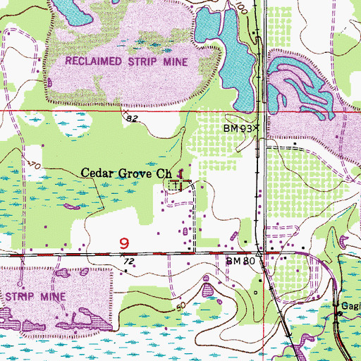 Topographic Map of Cedar Grove Church, FL